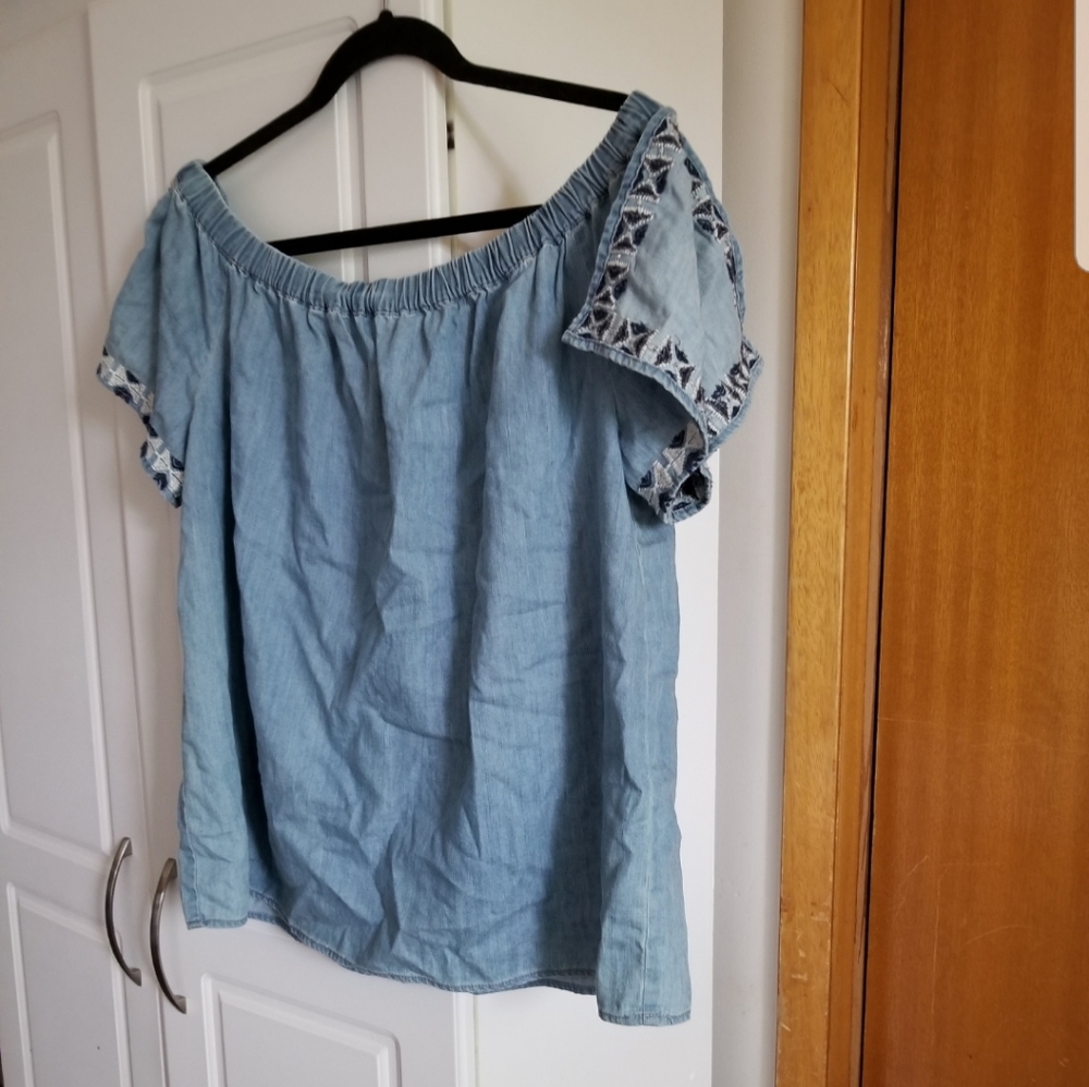 🍁🌺Vince Camuto off shoulder denim top with open sleeve detailing - Picture 7 of 10